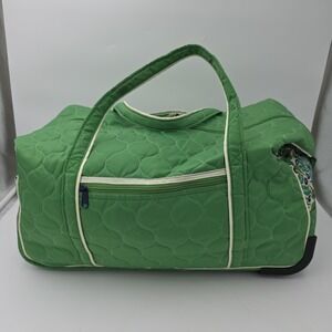 Cinda B Green Quilted Padded Rolling Duffel Bag